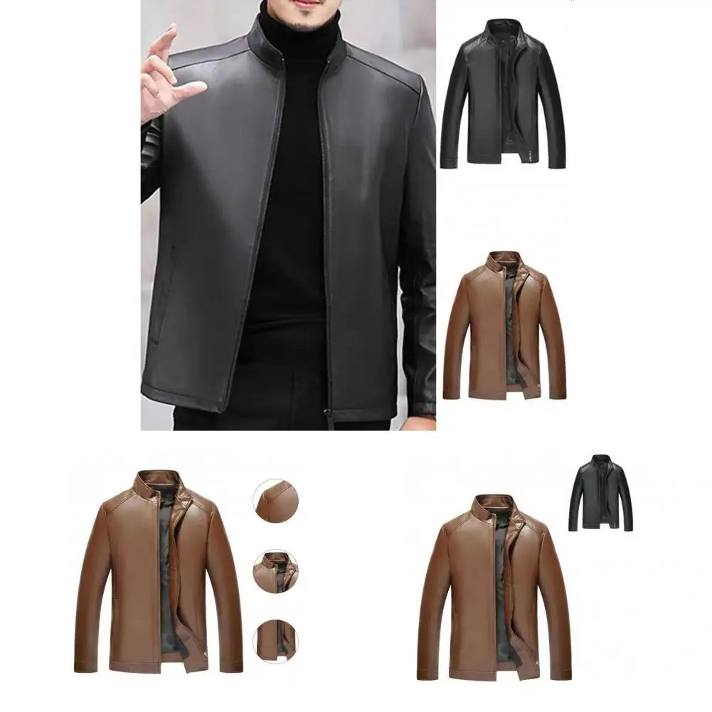

Jacket Long Sleeve Simple Pockets Loose Zipper Jacket Men Outwear for Outdoor