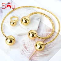 sunny jewelry sets ball design collar bangle ring dubai african hot sale copper martial for women wear gift anniversary party