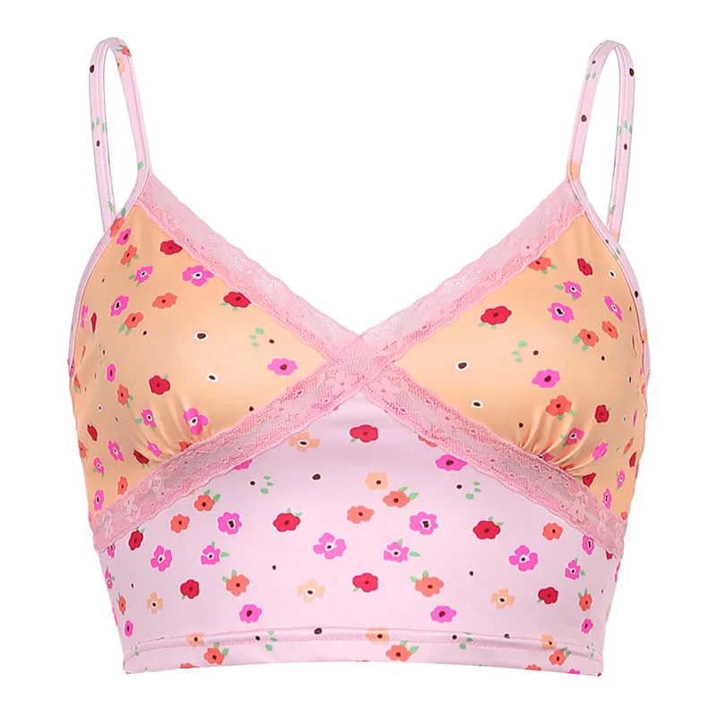 

Новый асимметричный цветочный сексуальный топ на бретелях с глубоким V-образным вырезом