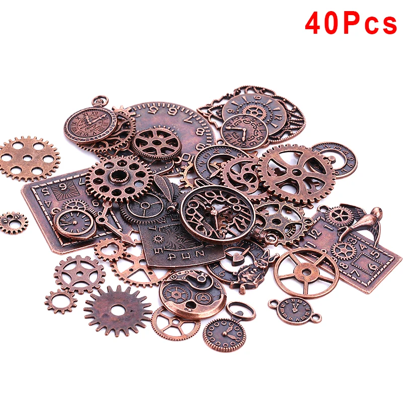 40pcs Steampunk Clock Charms For Jewelry Making Diy Vintage Metal Zinc Alloy Mixed Pendant Charm Bronze/Copper/Silver/Gold | Украшения и