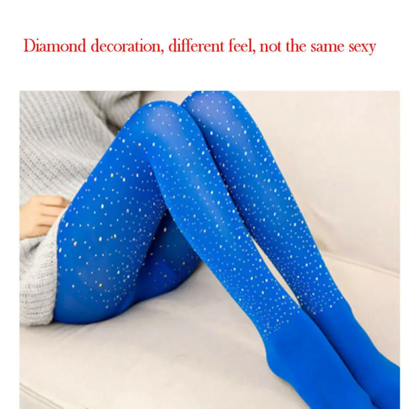 Сексуальные женские колготки 3 цветов однотонные с блестками обтягивающие