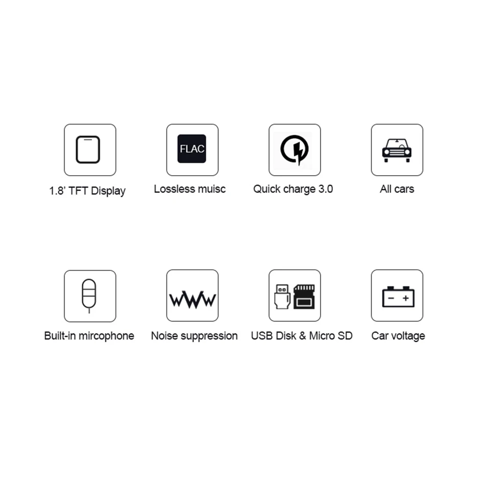 

New Car MP3 Music Player Bluetooth 5.0 Receiver FM Transmitter Dual USB QC3.0 Charger U Disk / TF Card Lossless Music T43