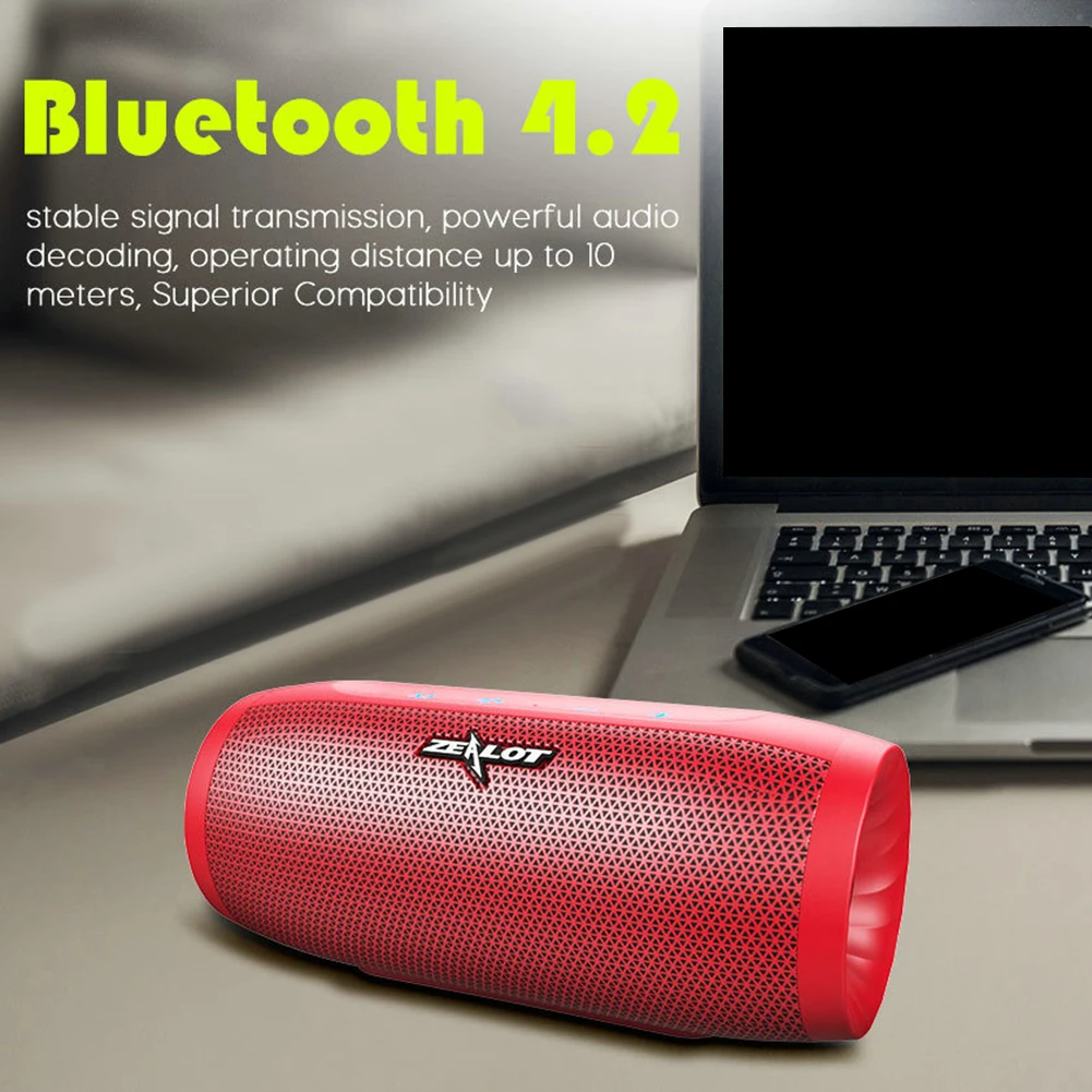 Bluetooth колонка ZEALOT S16 портативная беспроводная с сабвуфером и слотом для TF