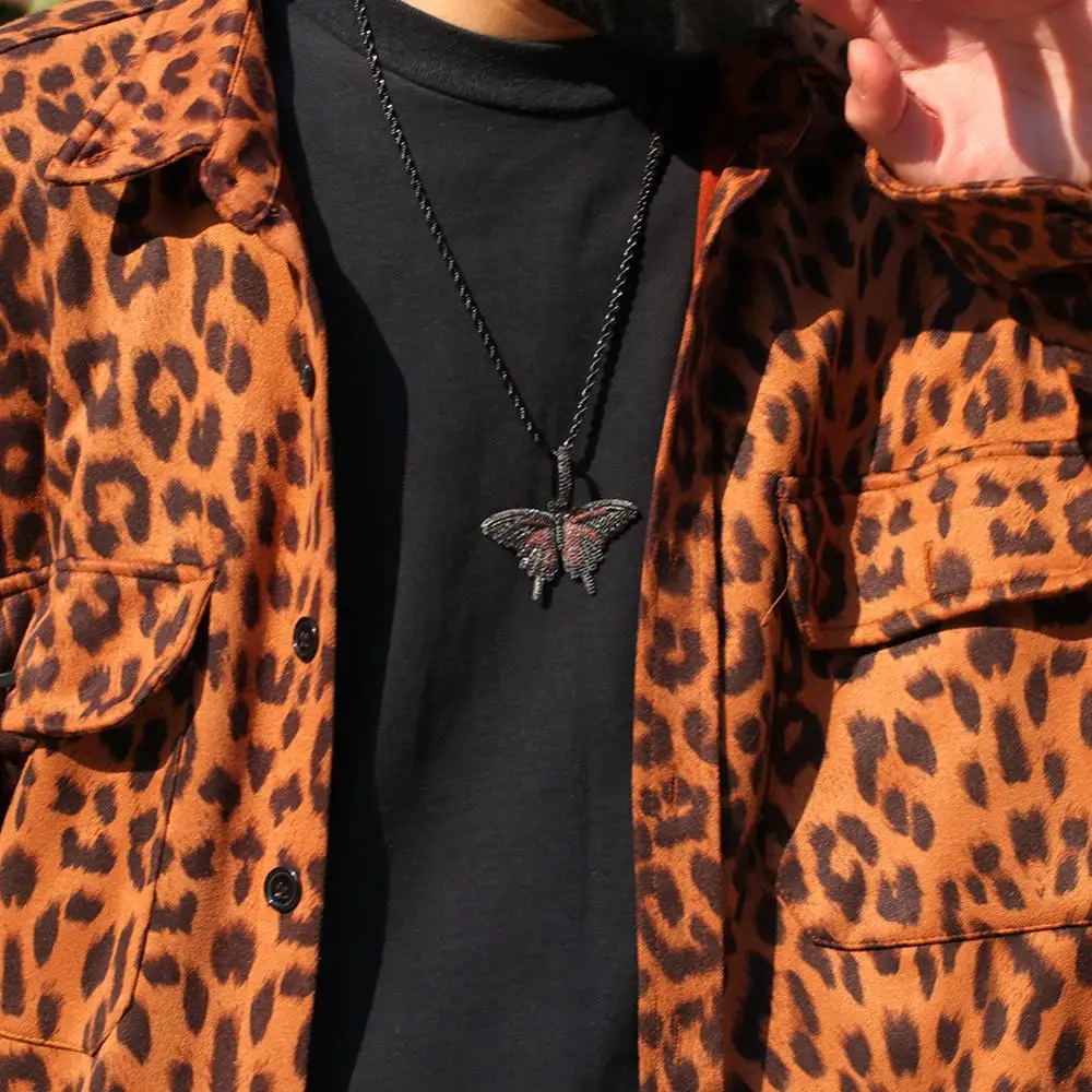 

Hip Hop Fashion Custom Butterfly Pendants Necklace Gold Silver Color Black Color Bling Iced Cubic Zirconia For Men Women Jewelry