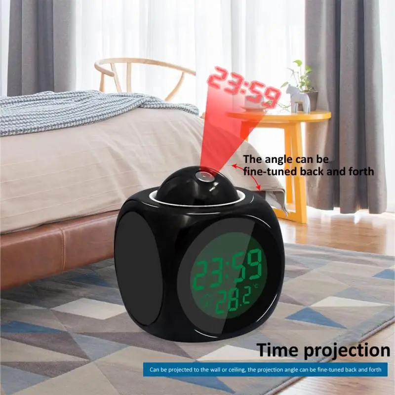 

New Creative Attention Projection Digital Weather LCD Snooze Clock Home Clock Timer Bell Alarm Display Backlight LED Projector