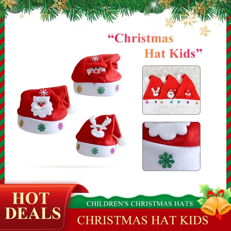 

Модная Рождественская шапка, красная Милая шапка Санта-Клауса, Детская Праздничная шапка снеговика для детей, подарок на Рождество, аксессу...