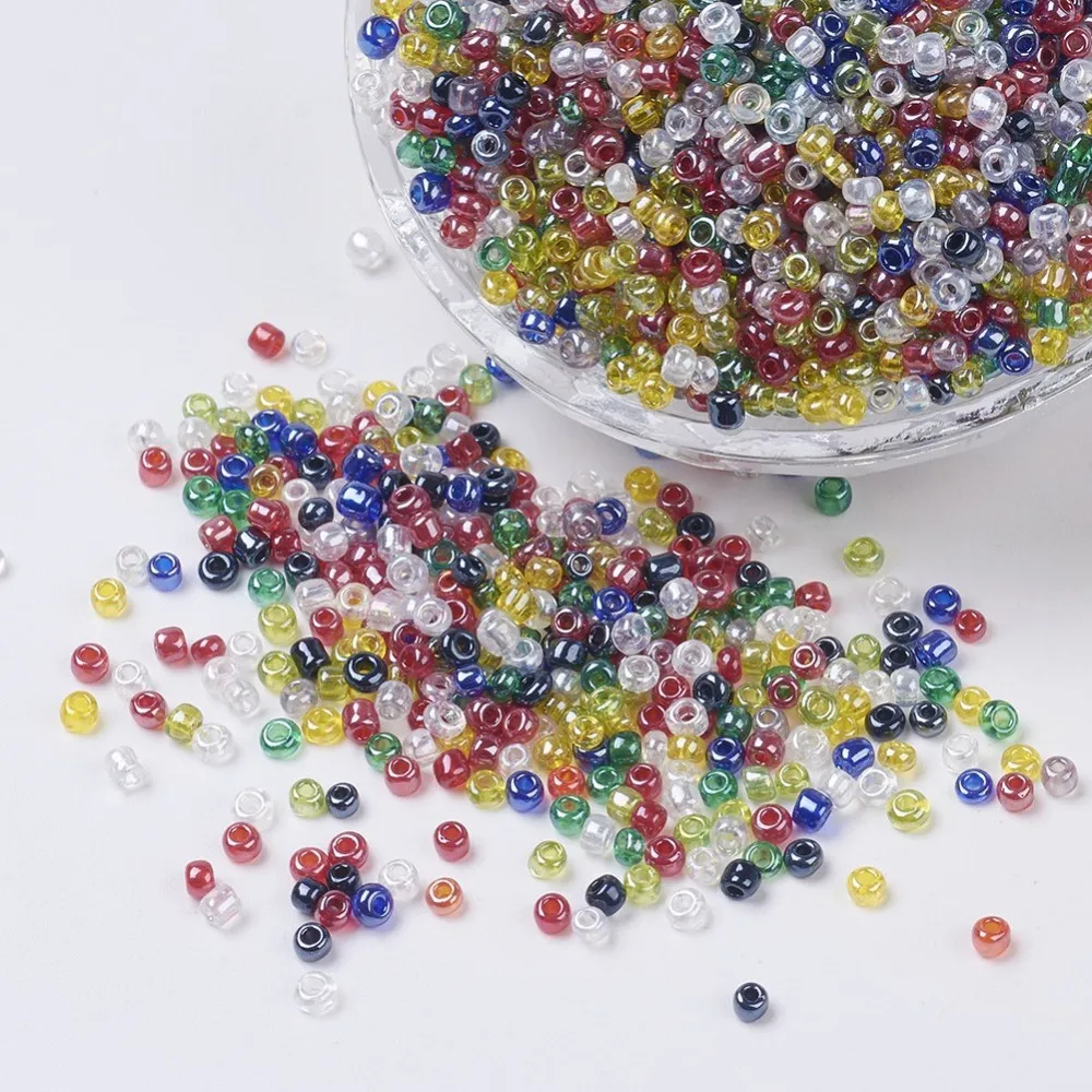 

2/3/4mm Round Glass Seed Beads Trans.Colours Lustered Mixed Color Beads for DIY Bracelet Necklace Making,30000pcs/pound