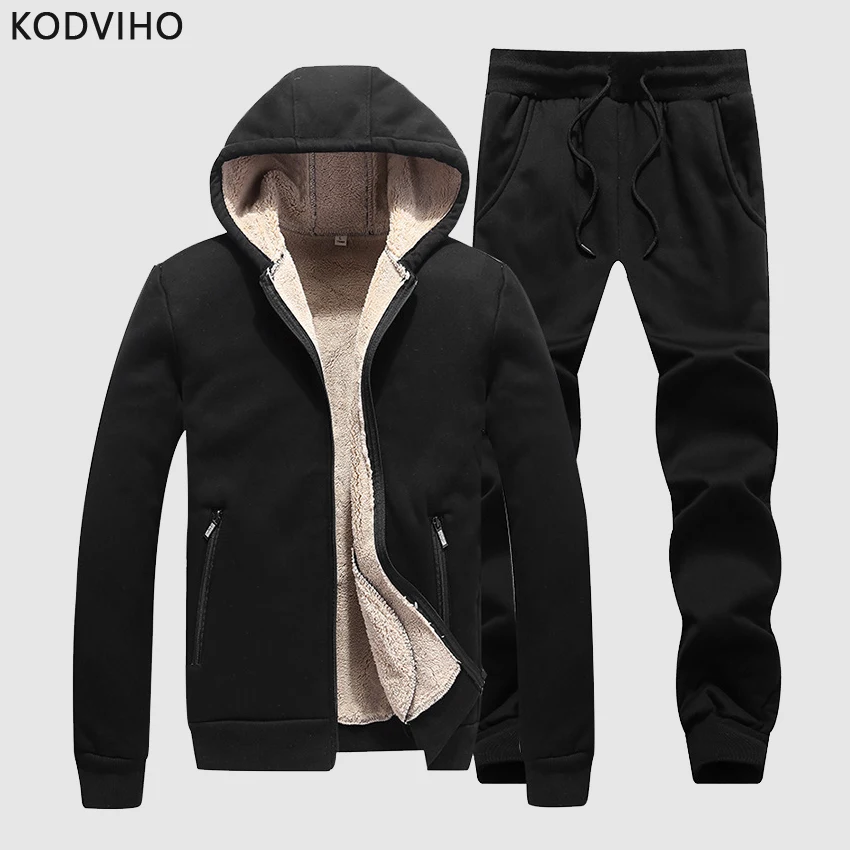 Зимний спортивный костюм для мужчин плотный теплый тренировочный комплект из 2