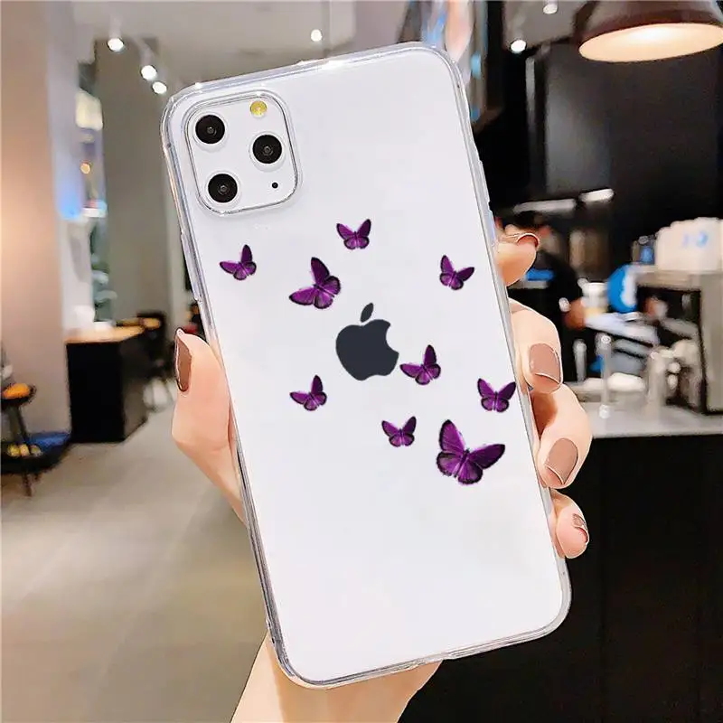 

Beauty Butterfly fashion Phone Case Transparent soft For iphone 5 5s 5c se 6 6s 7 8 11 12 plus mini x xs xr pro max