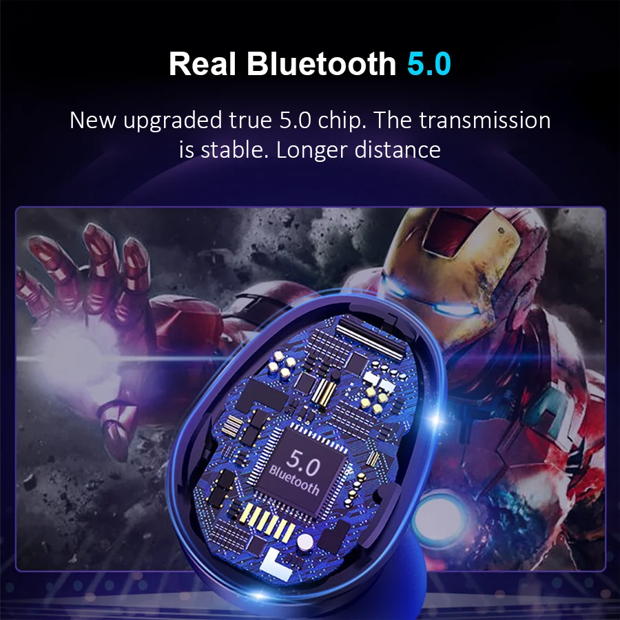 CBAOOO TWS 5,0 Bluetooth гарнитура 5D стерео беспроводные наушники мини спортивные наушники водонепроницаемые громкой связи с Мощный светодиодный дисплей