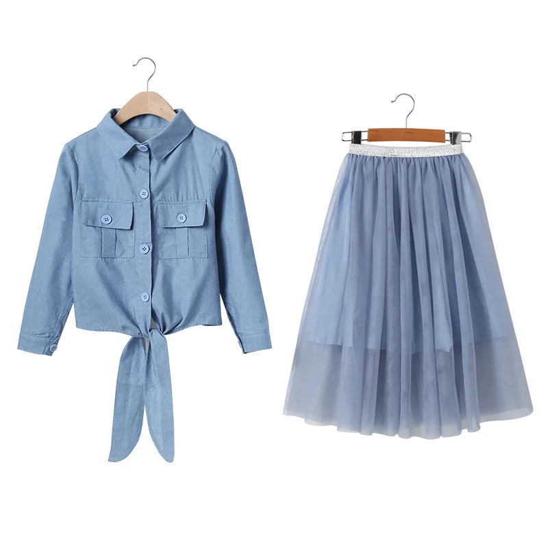 

Jean Spring Autumn Children Clothes Baby Girls Blouse + Dress Kids Teenagers Tracksuit Sport Suits Outwear High Quality