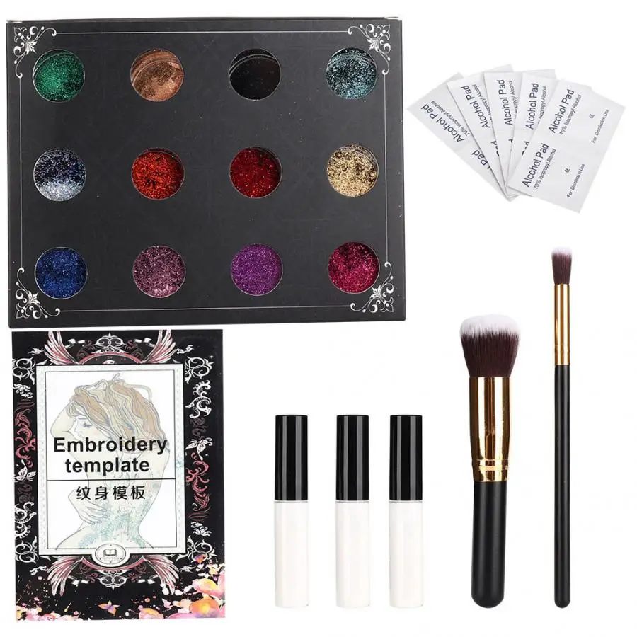 12 цветов краска для тела блеск временная татуировка лицо живопись набор с