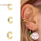 Автоклав 1 шт. 925 пробы Серебряные серьги для Для женщин квадратный Цветной циркон ухо клип пирсинг уха Pendiente подарок для мамы 2021 тенденция