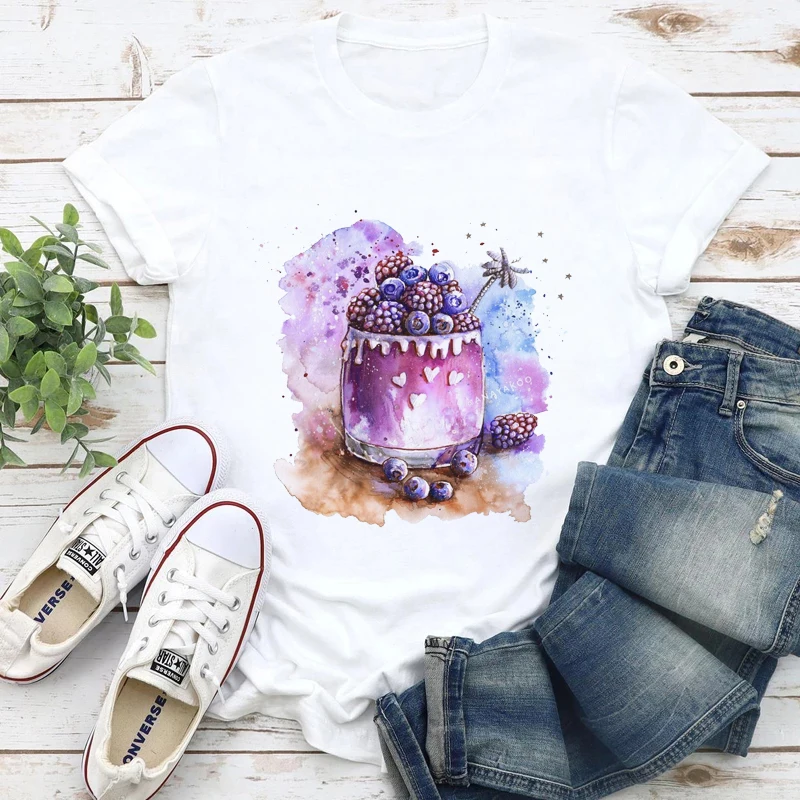 

T Shirt Harajuku Women Fashion Travel The World Printed Short Sleeve T-shirt White Suitable All Seasons Tshirts