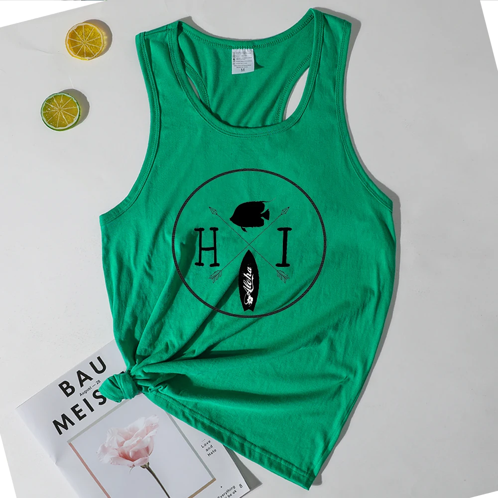 

Aloha Hawaii Tank Top Women 2021 Summer Hawaii Tops Women Clothing Print Beach Aloha White Top Vintage Streetwear Letter