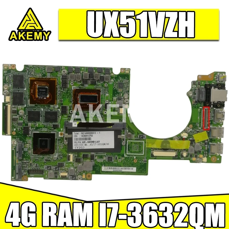 UX51VZH материнская плата для Asus U500V U500VZ UX51VZA UX51VZ ноутбука 90R NWOMB1L00Y 4G/I7 3632QM