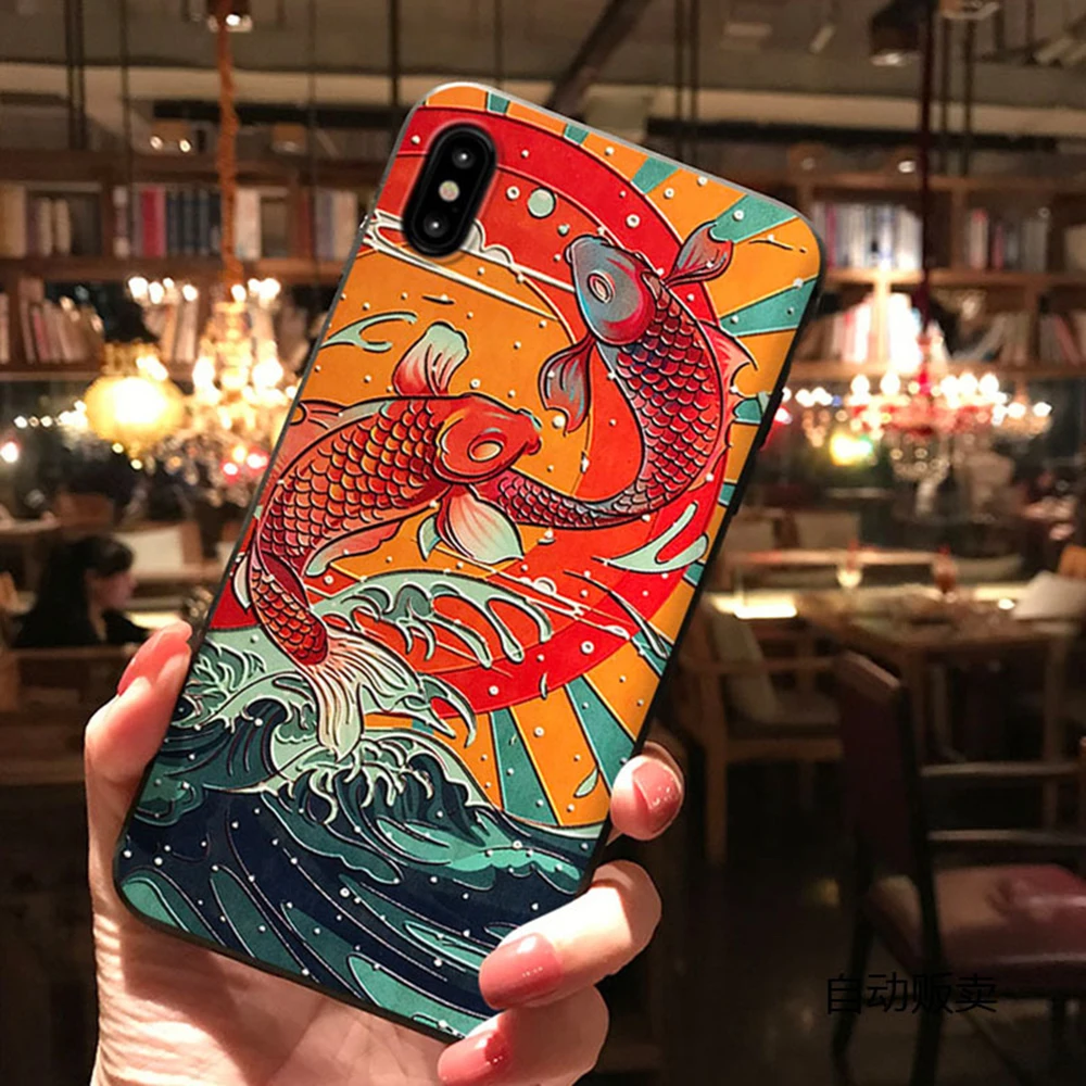 Окрашенный чехол для телефона iPhone X XS 11 Pro MAX XR 6 6s 7 8 Plus рельефный Ударопрочный
