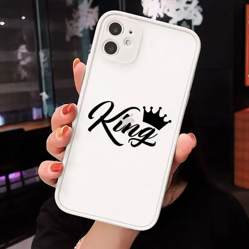 

luxury Crown Princess king Phone Case Matte Transparent for iPhone 7 8 11 12 s mini pro X XS XR MAX Plus cover funda