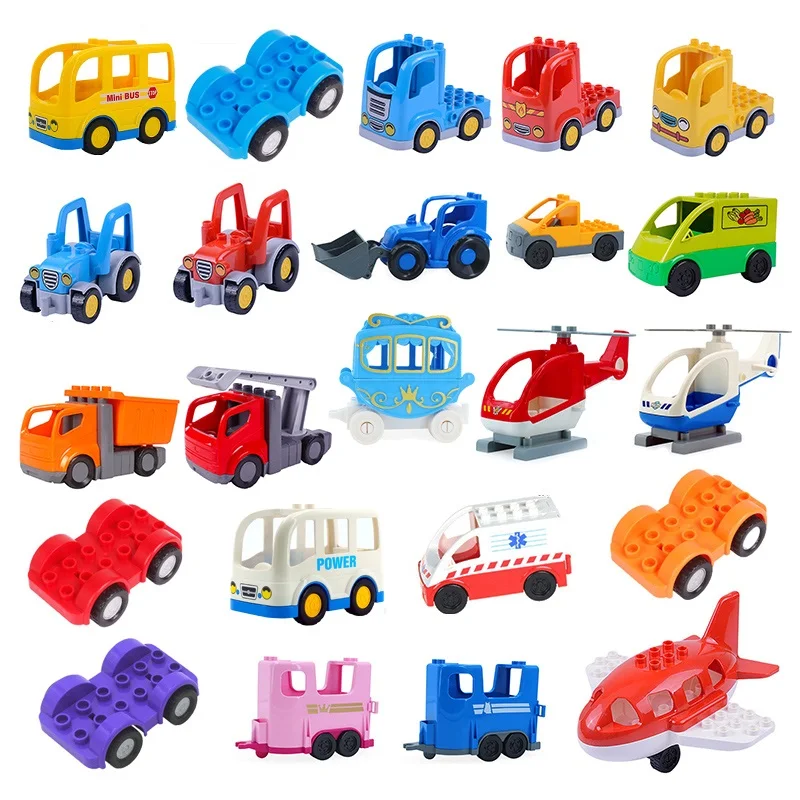 

Big Size Bricks Parts Kids DIY Building Blocks Toys Engineering Car Truck Train Airplane Block Accessories Compatible Brand