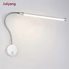 Современный прикроватный светильник для чтения для спальни, регулируемый угол 360 градусов, 6 Вт светодиодный настенные лампы для чтения с ручным переключателем, 90-260 в