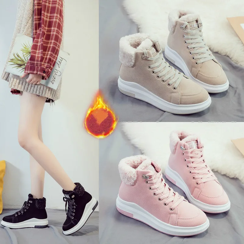 

New Cotton Shoes Female Gao Bang Winter Plus Velvet Cotton Shoes Thick Soled Warm Snow Women's Boots Cotton Boots W22-32