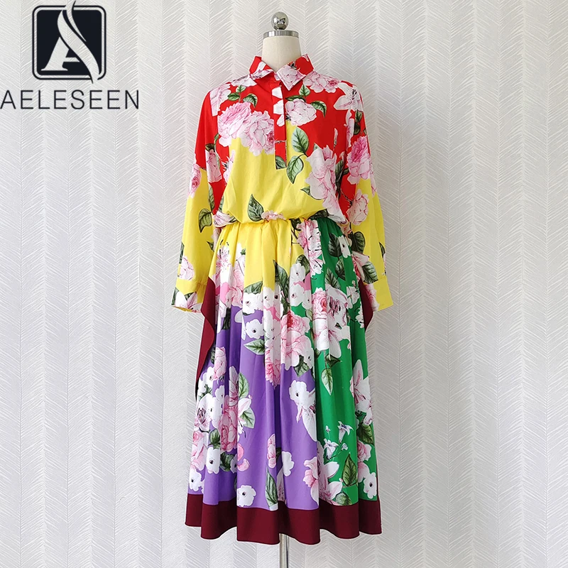 

Женское подиумное платье AELESEEN, модное весенне-осеннее платье с рукавом-фонариком и эластичной резинкой на талии, Элегантное Длинное Платье ...