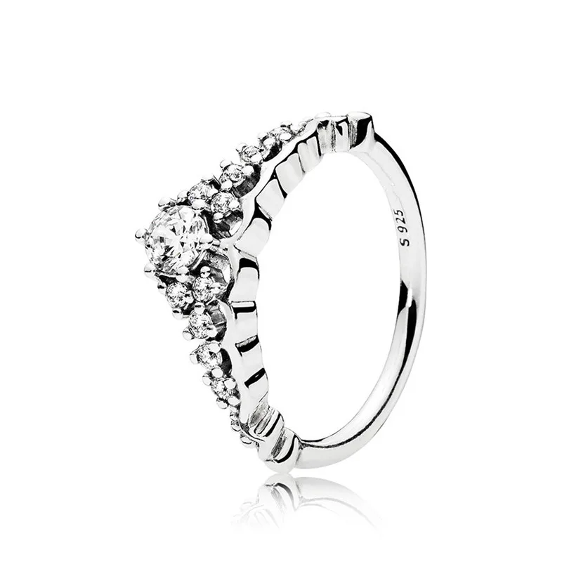 

Family Fairy Tale S925 Silver Pan Ring Sterling Silver Zircon Pincess Noble Crown Crown Index Ring Female