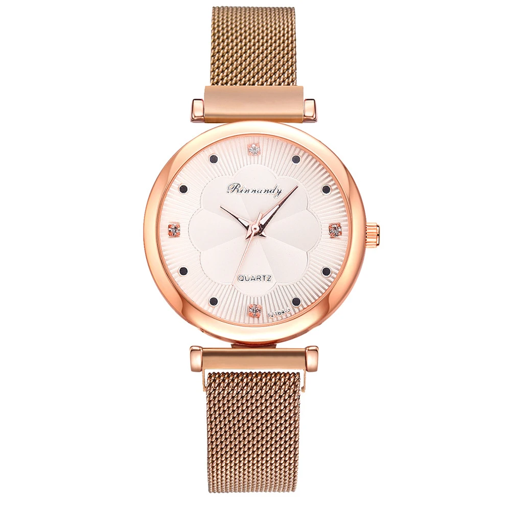

Vogue 1pcs Women Watches Luxury Magnet Buckle Flower Rhinestone Watch Ladies Quartz Wrist Watch Bracelet Ladie Watch