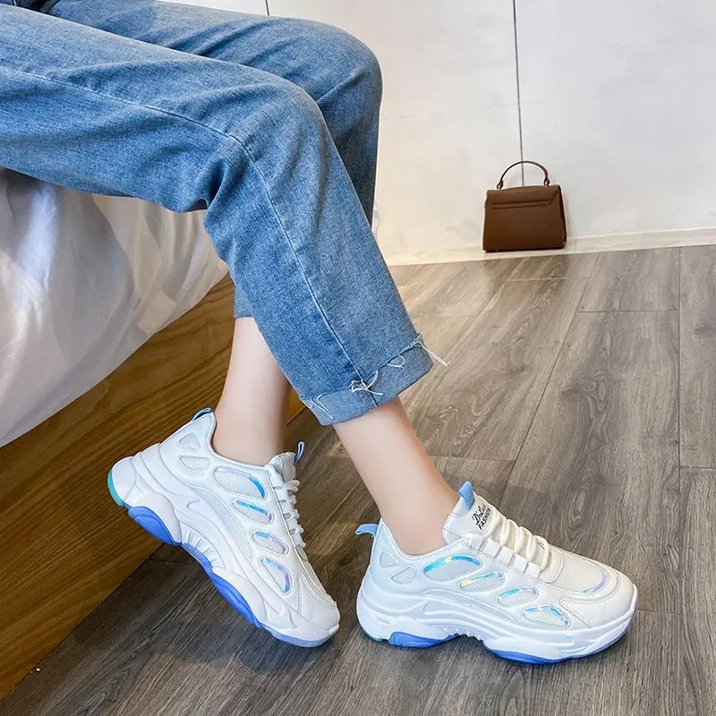 

Arco fundo velho pai sapatos nova moda feminina lazer malha esportes de corrida