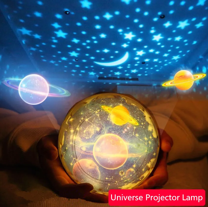 

LED Universe Projector Bulbs Star Moon USB Atmosphere Nightlight Sky Rotating Projection Lamp For Children Kids Holiday Gift