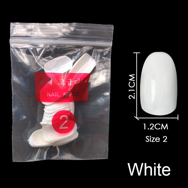White-Size-2 Купите некоторые размеры s коротких круглых накладных гвоздей полный размер ногтей 0 1 2 3 4 5 6 7 8 доступны 3 цвета накладные ногти для ногтей DIY - Цвет: White-Size-2