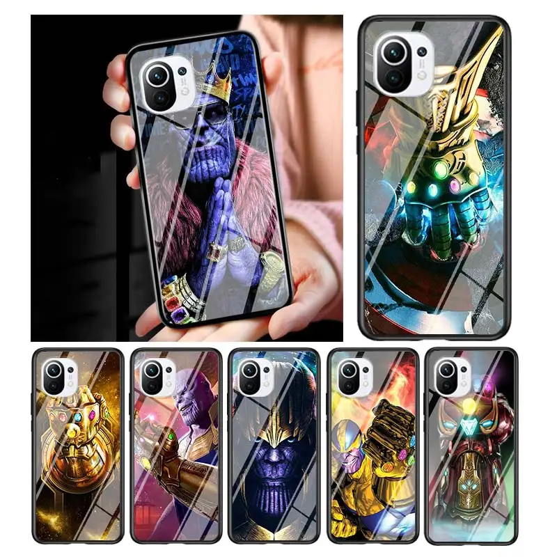 

Thanos marvel hero for Xiaomi Mi 11 Ultra Lite 10T Note 10 9T Pro CC9 CC9E 5G Luxury Tempered Glass Phone Case Cover