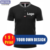 onecool new fashion breathable polo shirt custom logo v neck t shirt embroidery print personal design brand summer 4 colors