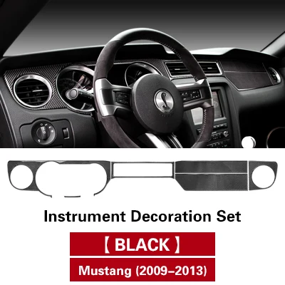 Whole set Black Для Ford Mustang 2009-2013 Автомобильные наклейки из углеродного волокна приборная панель внутренняя отделка Литые декоративные полосы - Название цвета: Whole set Black