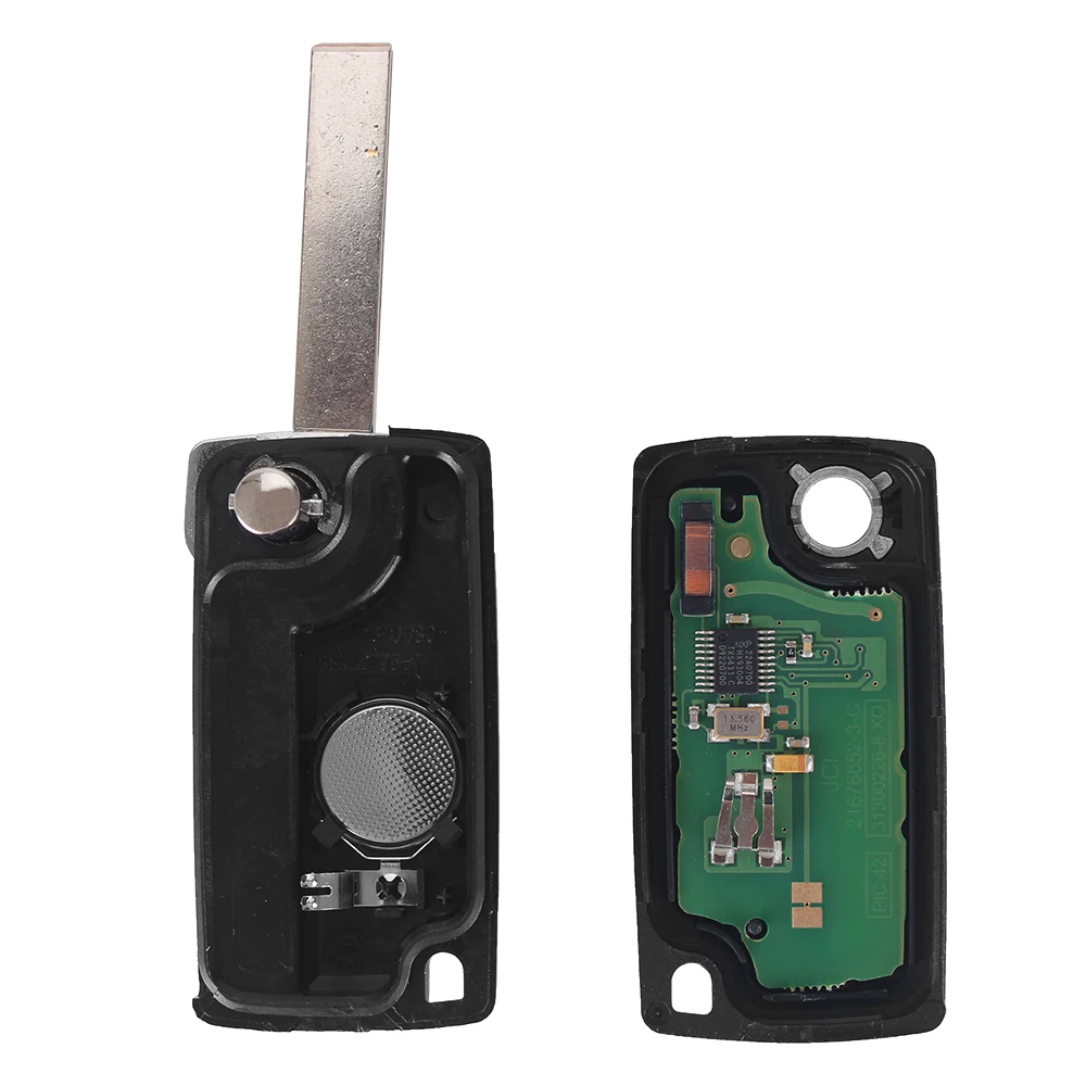 Ключ KEYYOU Складной автомобильный 2 кнопки для PEUGEOT 407 408 307 308 107 207 433 МГц чип ID46 с HU83