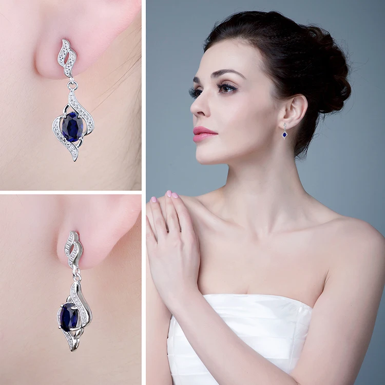 Jewelrypalace деликатный создан сапфир Висячие серьги для Для женщин чистого твердого стерлингового серебра 925 модные очаровательные ювелирные изделия
