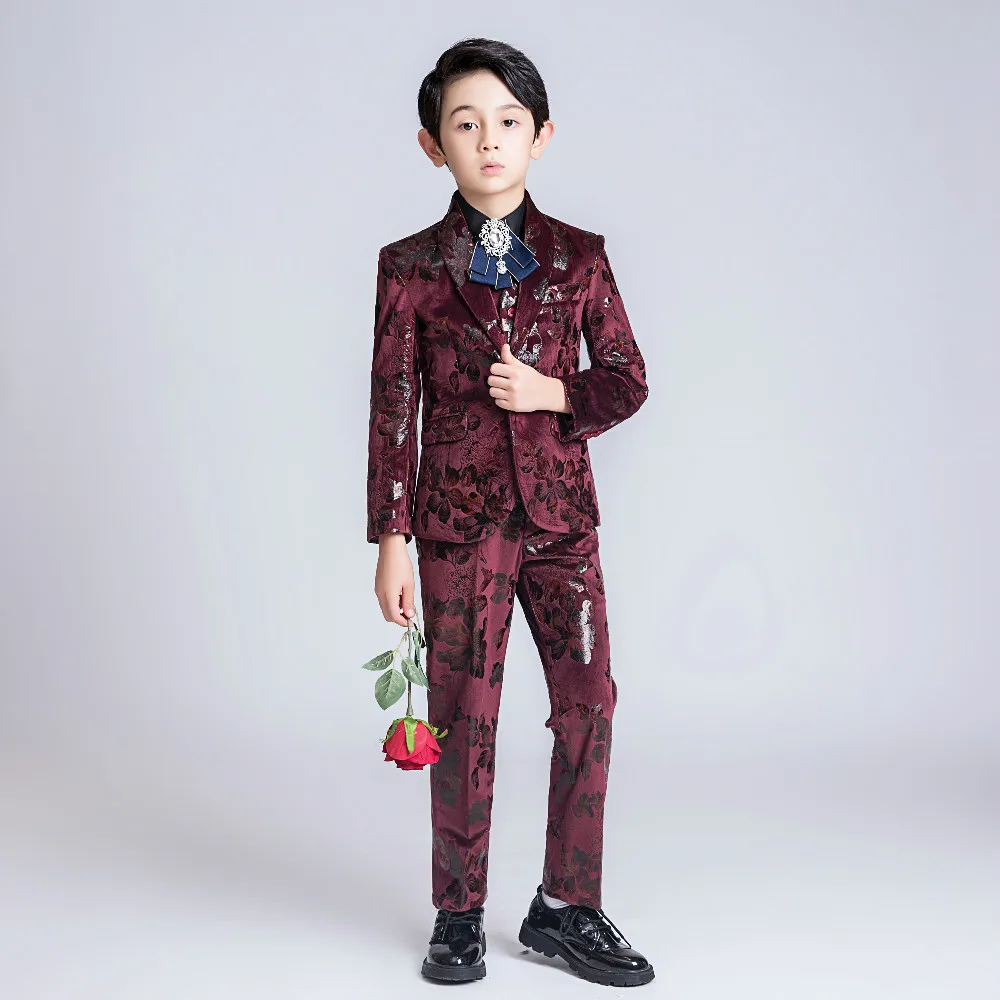 YuanLu/Новые Детские костюмы роскошные бархатные из 4 предметов для мальчиков на