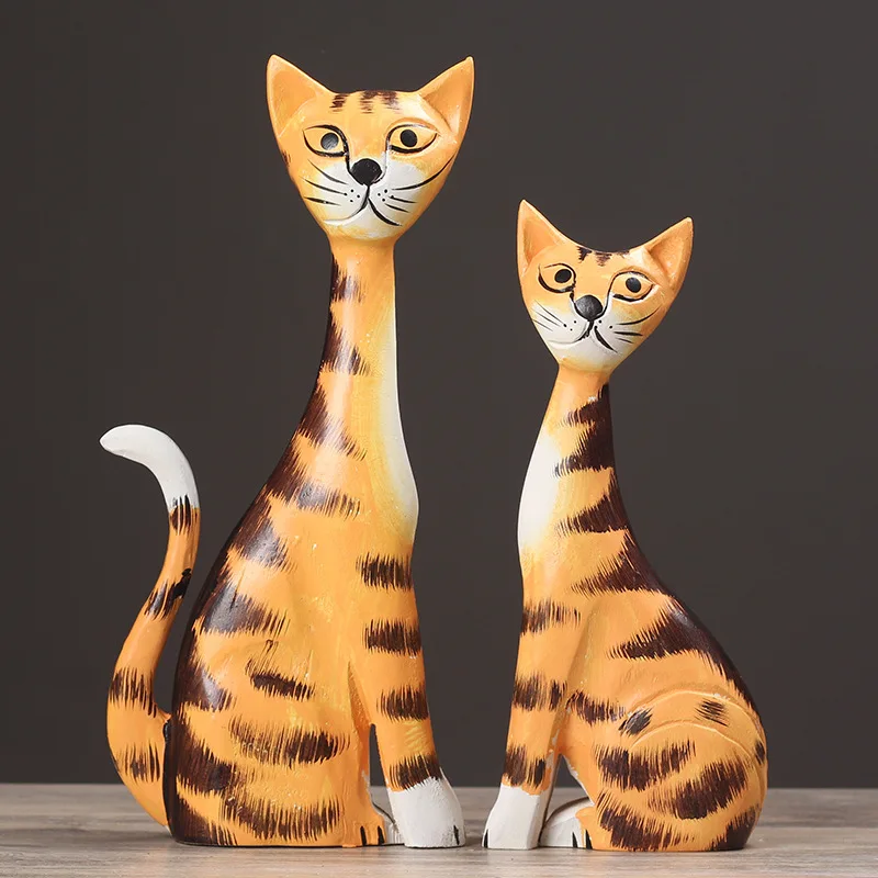 2 шт. креативные скандинавские деревянные модели кошек украшения для дома резьба