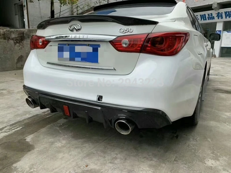 Для Infiniti Q50 Q50S Седан 4 двери- карбоновое волокно задний диффузор бампер спойлер для губ защита противоскользящая пластина крышка
