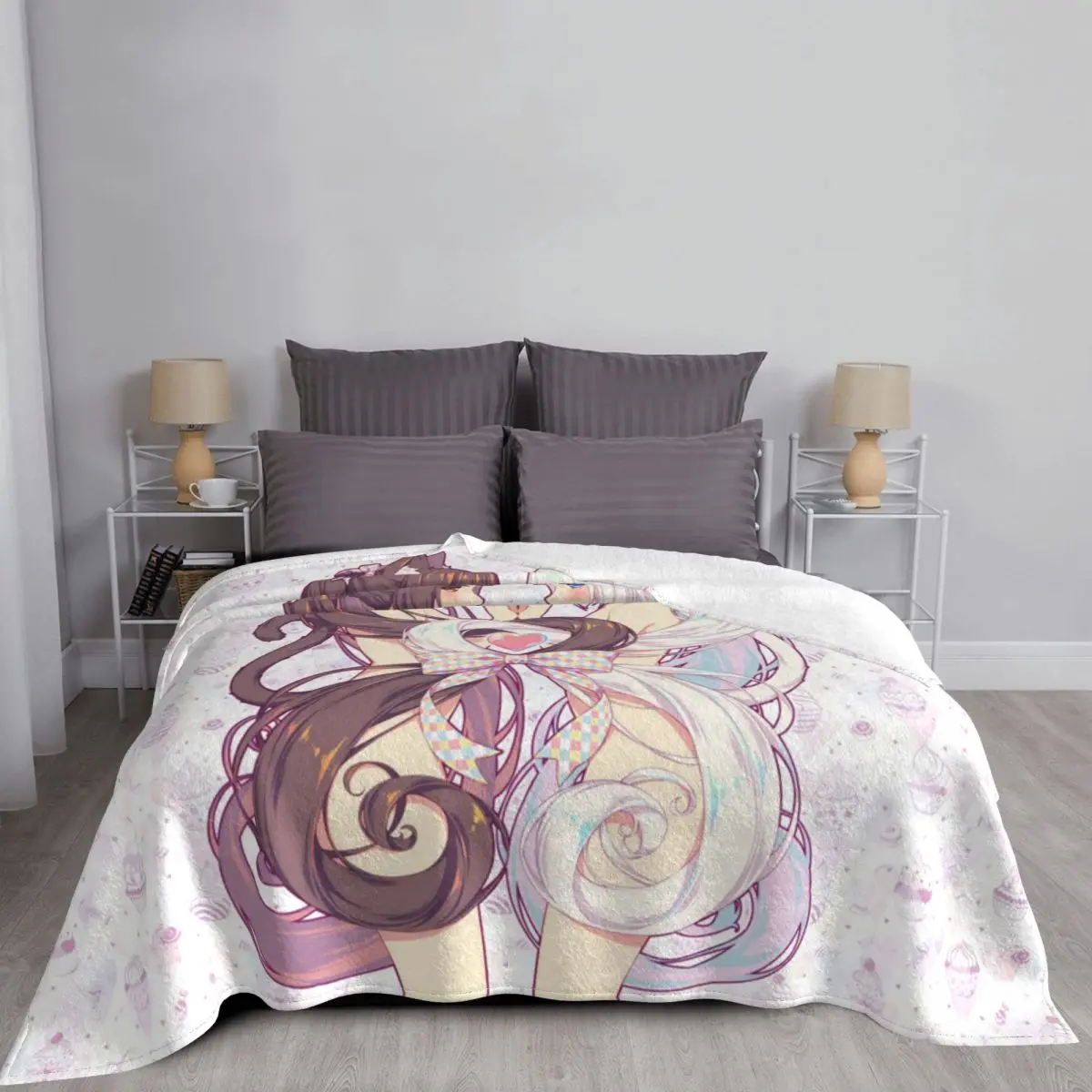 Nekopara Anime Blanket Chocola Vanilla Sexy Gir Wool Funny Breathable Throw Blankets for Home Decoration | Дом и сад