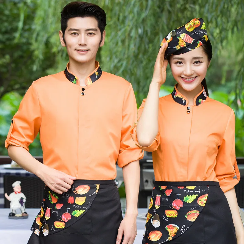 

Hotel Waiter Long Sleeve Catering Work Korean Style Dishes Roast Meat Shop Clothing