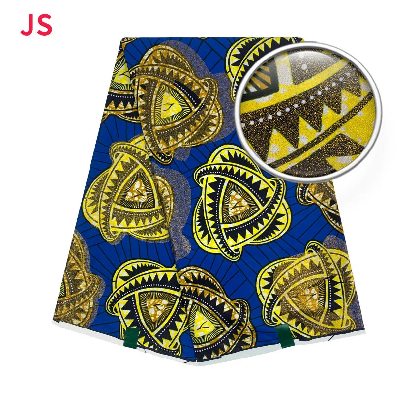 

Золотая ткань Анкара, высокое качество, золотой мягкий настоящий гарантированный Африканский настоящий батик восковой принт, ткань 100% хлоп...