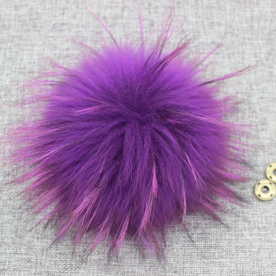 purple 2 шт./лот, разноцветные помпоны из лисьего меха, зимние вязаные шапки, черно-белые помпоны с помпоном для взрослых и детей - Цвет: purple