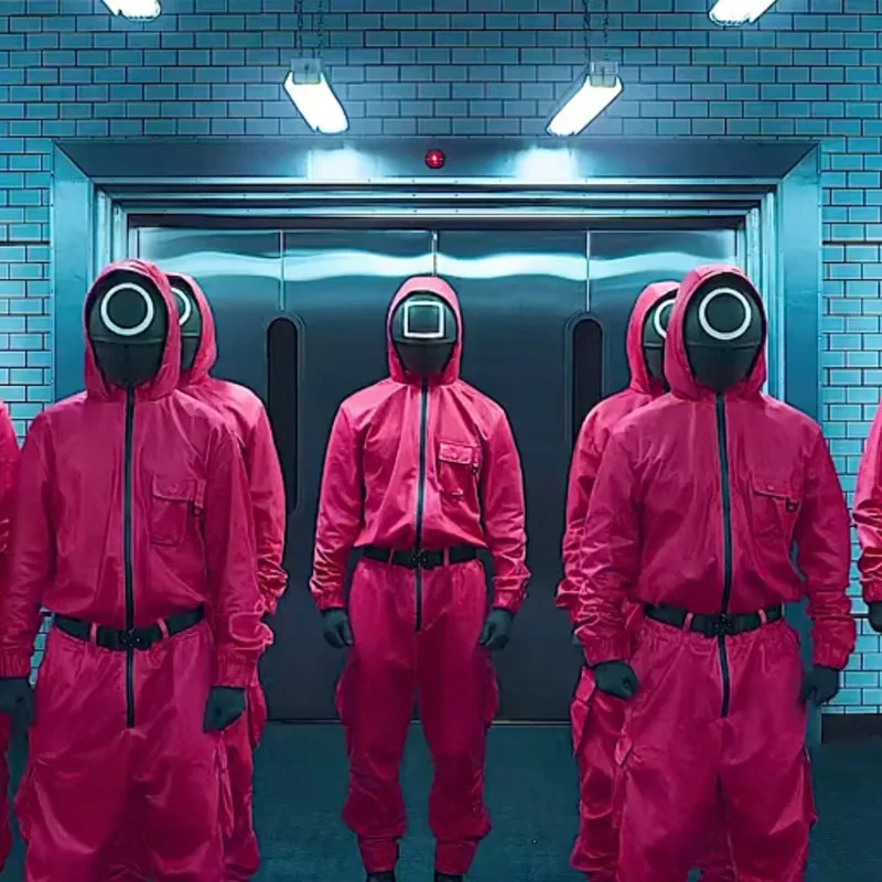 

3D Korean Drama Squid Game Costume New Red One-piece Costumes For Halloween Party Creative Stage Performance Chrismas Cosplay