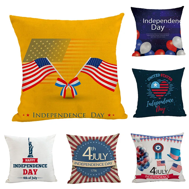 

Line Cusion Cover For Sofa Independence Day Printed Pillowcase For Bed Living Room Home Decoration Home Textile 45*45cm 1pc