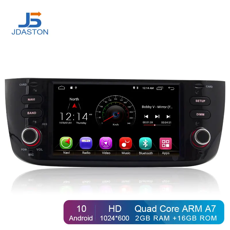 Автомагнитола JDASTON на Android 10 0 1 Din для Fiat Abarth Punto EVO Linea 2012 2014 мультимедийный плеер GPS