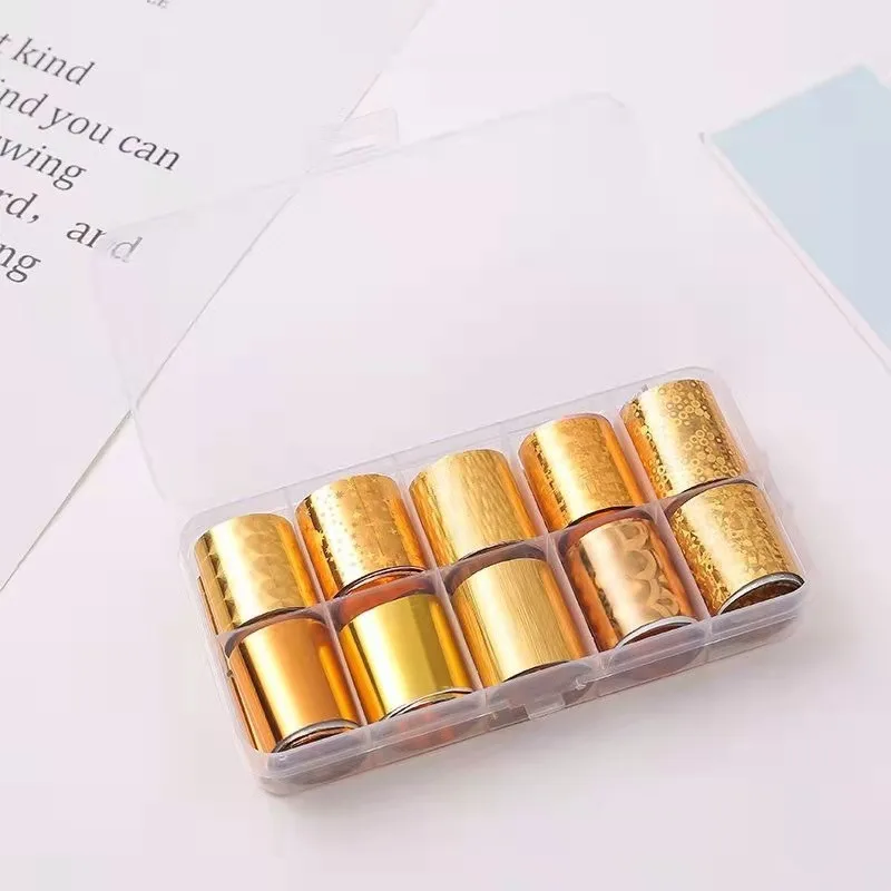 

10PCS/Box Colorful Laser Nail Stickers Transfer Decals Design Handmade Decoration Supplies Diy Material Accessories