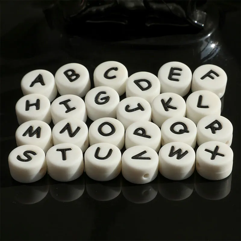 100 шт. силиконовые бусины с буквами Английский алфавит из пищевого силикона