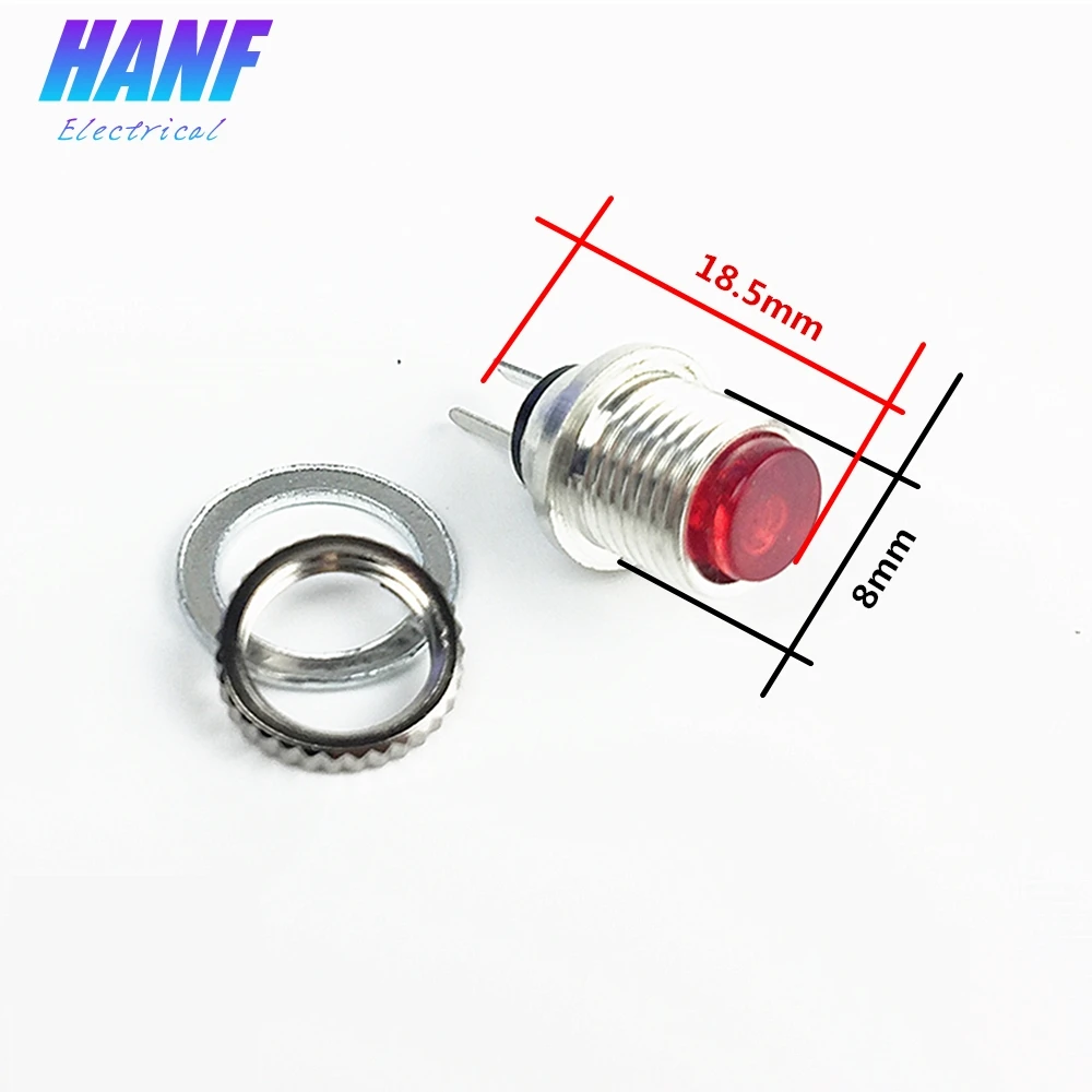 Металлический кнопочный переключатель 5 шт. 8 мм 2 pins мгновенный 1NO 250 В Высокая