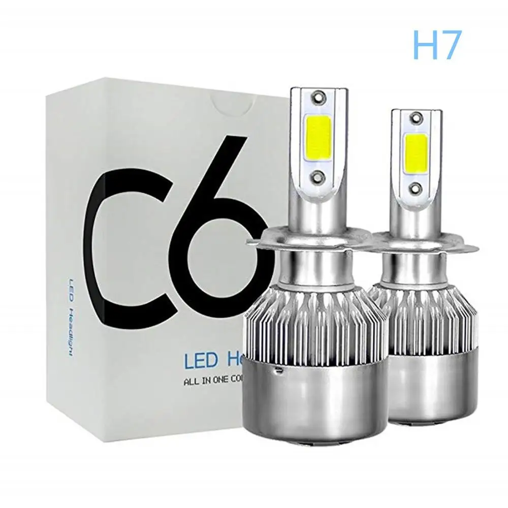 

C6 Car Led Headlight Aviation Aluminum Ip68 Protection Level Car Led Headlight 360 Degree Light Cob Light Source